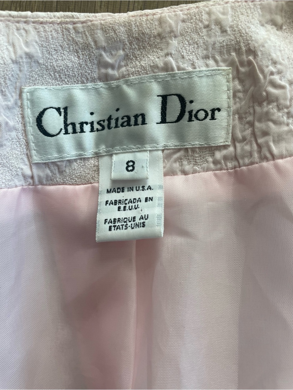 Vintage Dior Light Pink Textured Women's Jacket & Skirt Set - Picture 6 of 16